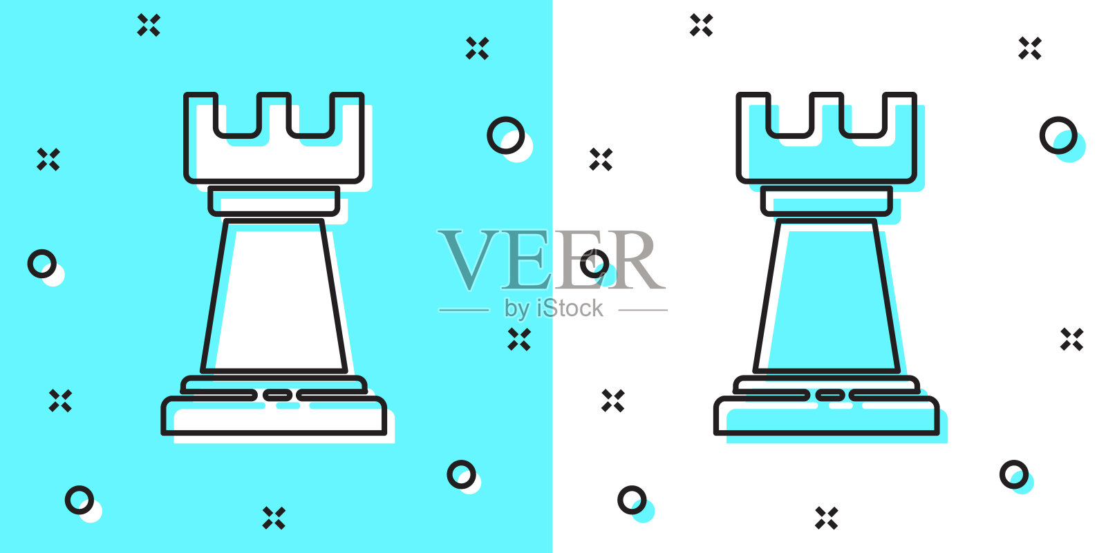 黑线业务策略图标孤立在绿色和白色背景上。国际象棋的象征。游戏,管理、财务。随机动态形状。矢量图插画图片素材