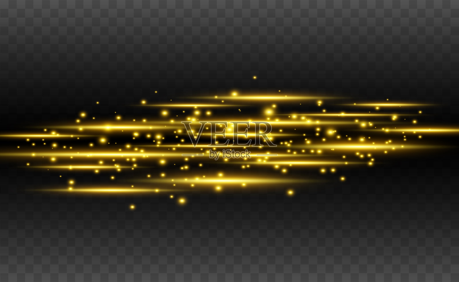 矢量光特效。透明背景上的发光条纹。插画图片素材