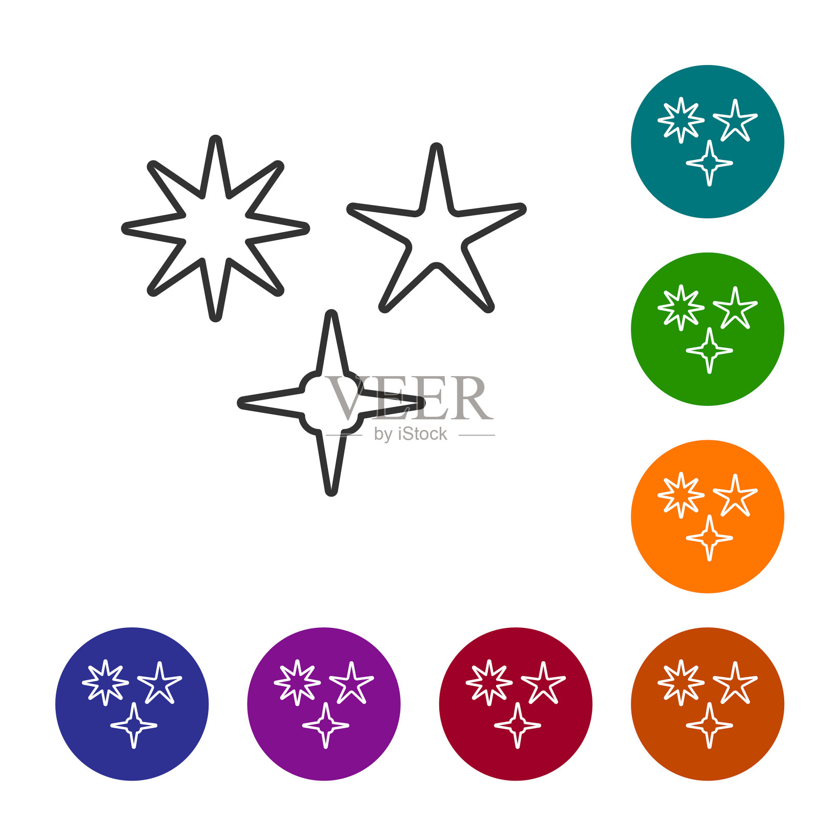 灰色线落星图标孤立在白色图标素材