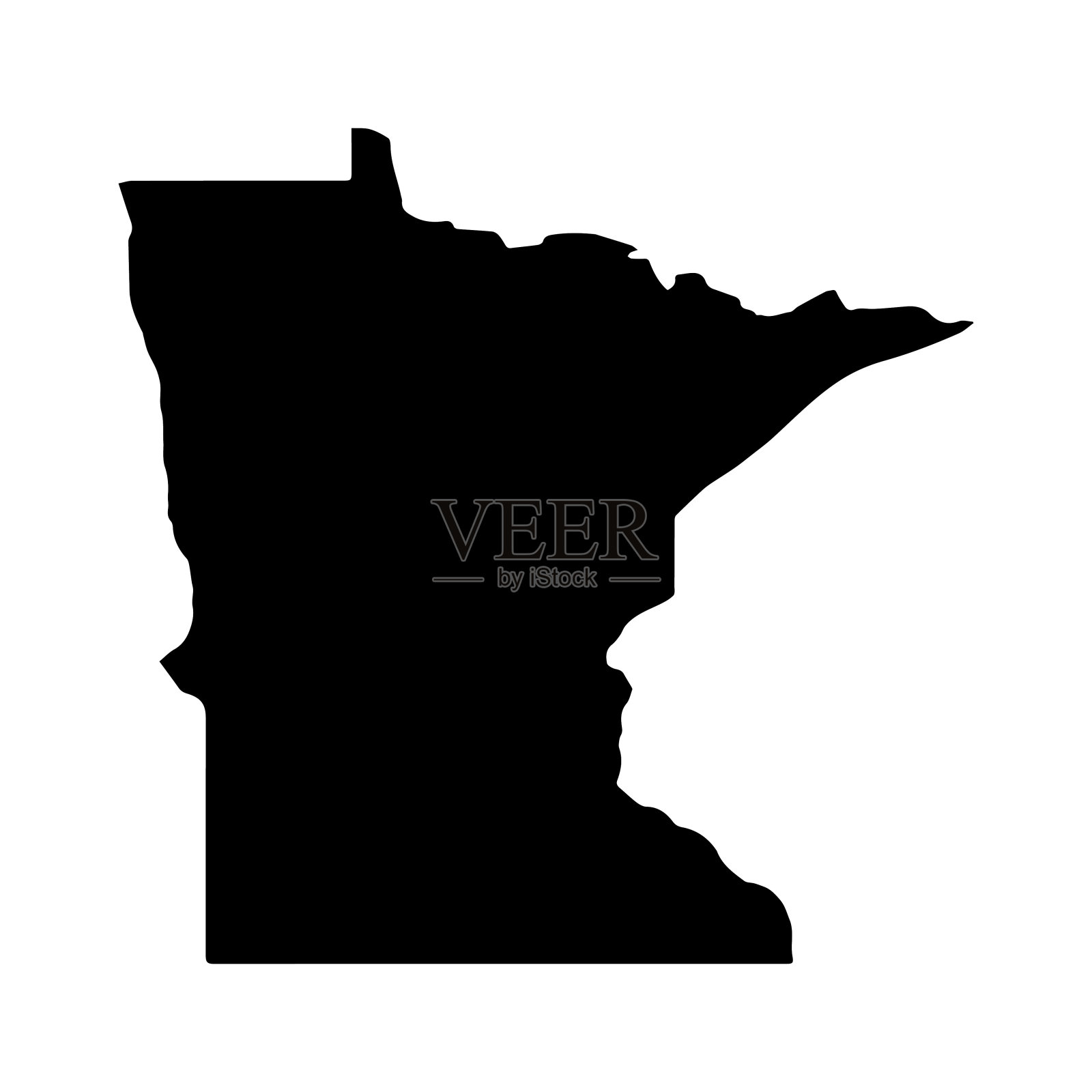 明尼苏达州剪影美国州，美国地图插图，美国矢量孤立在白色背景，字形风格插画图片素材