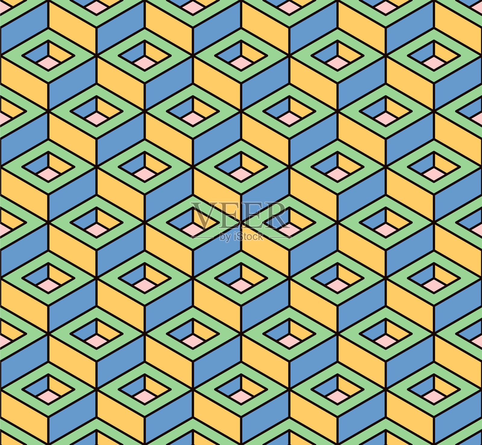 抽象彩色几何等距无缝插画图片素材