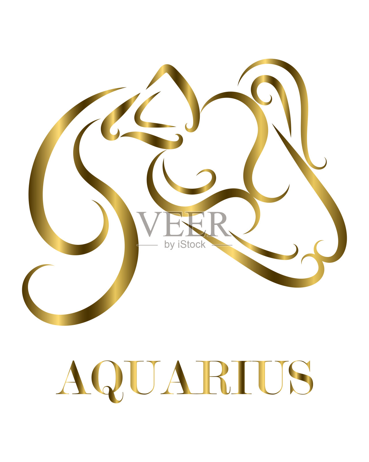 运动员的黄金线矢量标志。它是水瓶星座的星座。设计元素图片