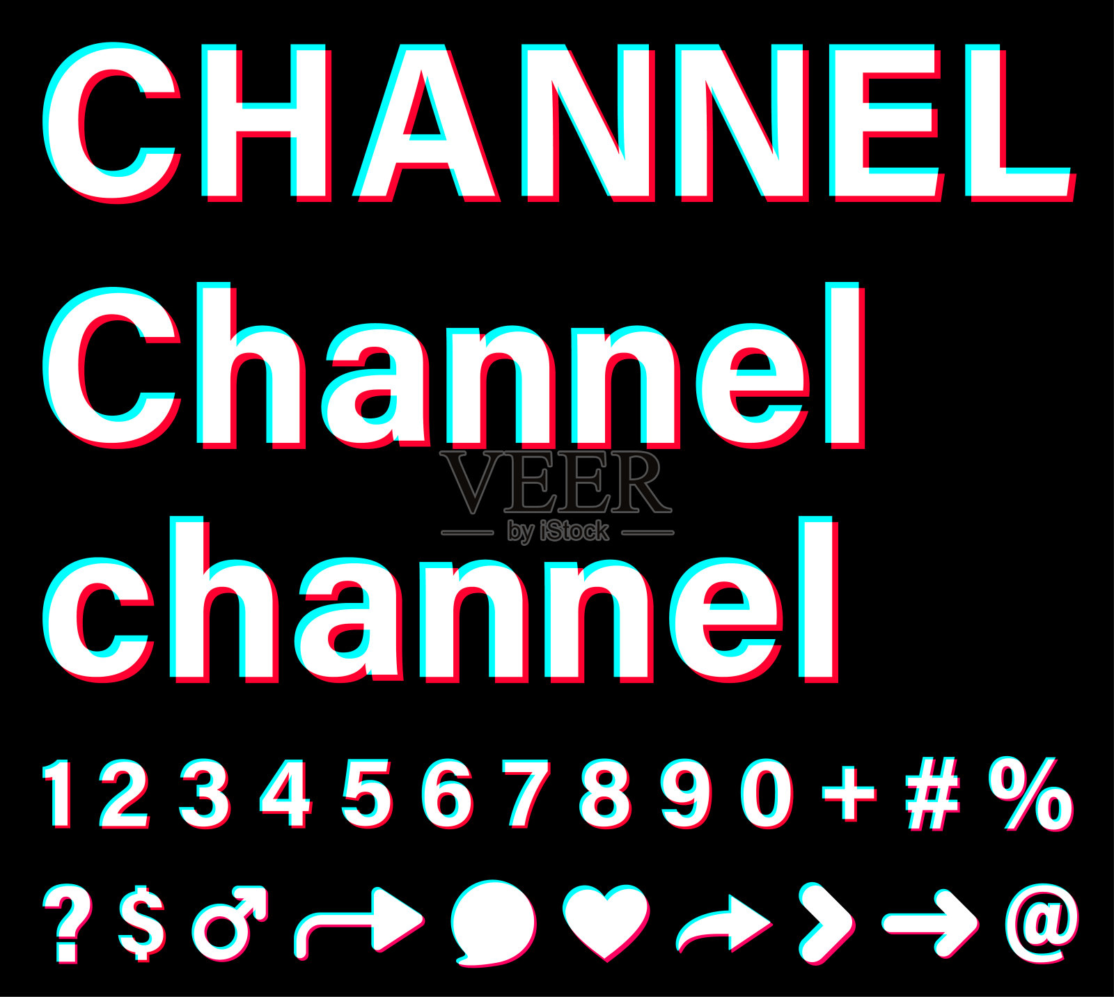 黑色背景上的白色标志。插画图片素材