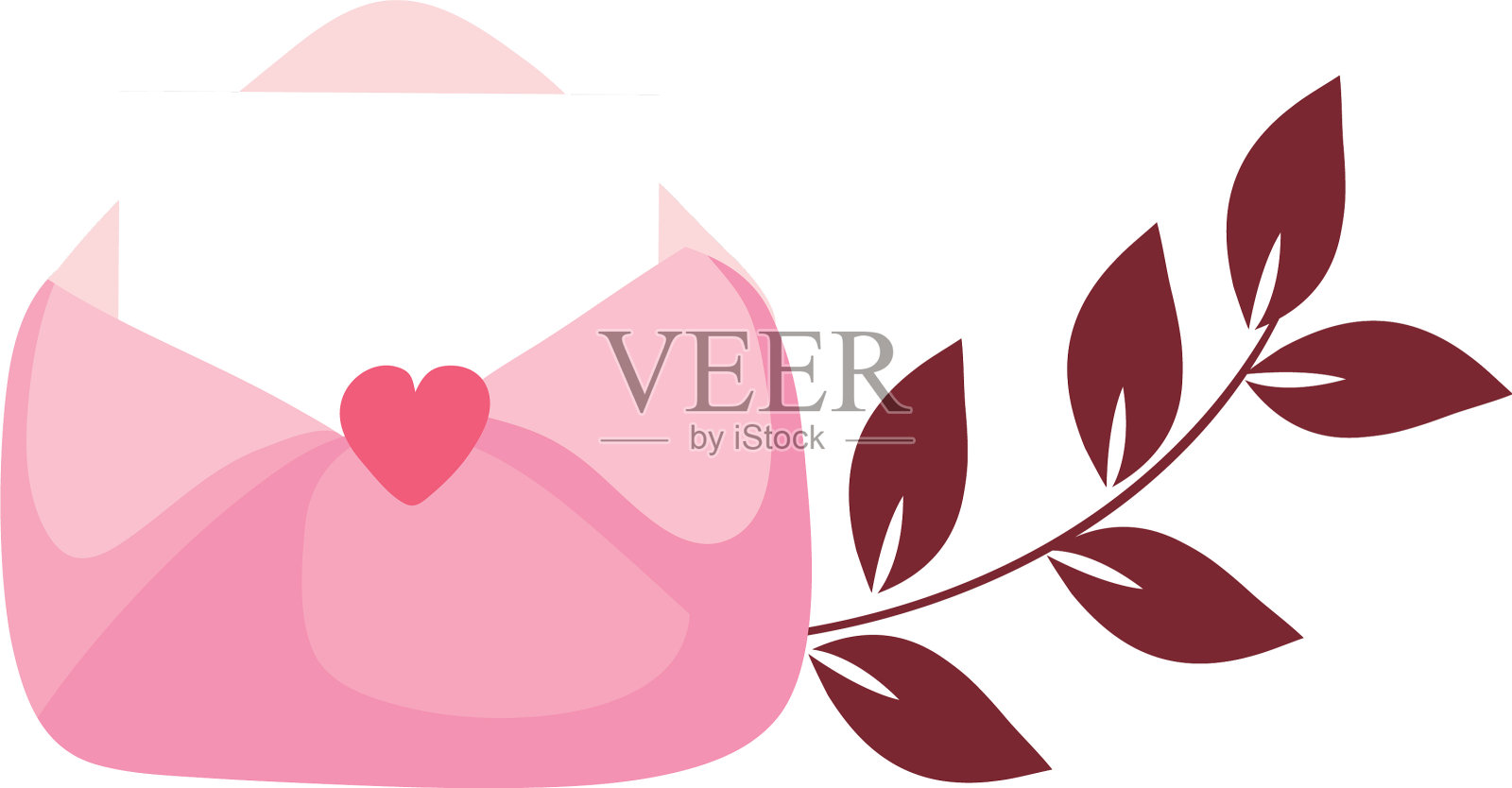 信封邮件与树叶自然隔离图标设计元素图片