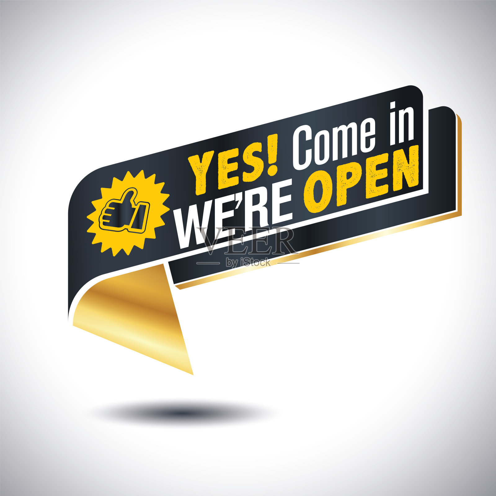 进来，我们是开放的孤立在贴纸图标插画图片素材