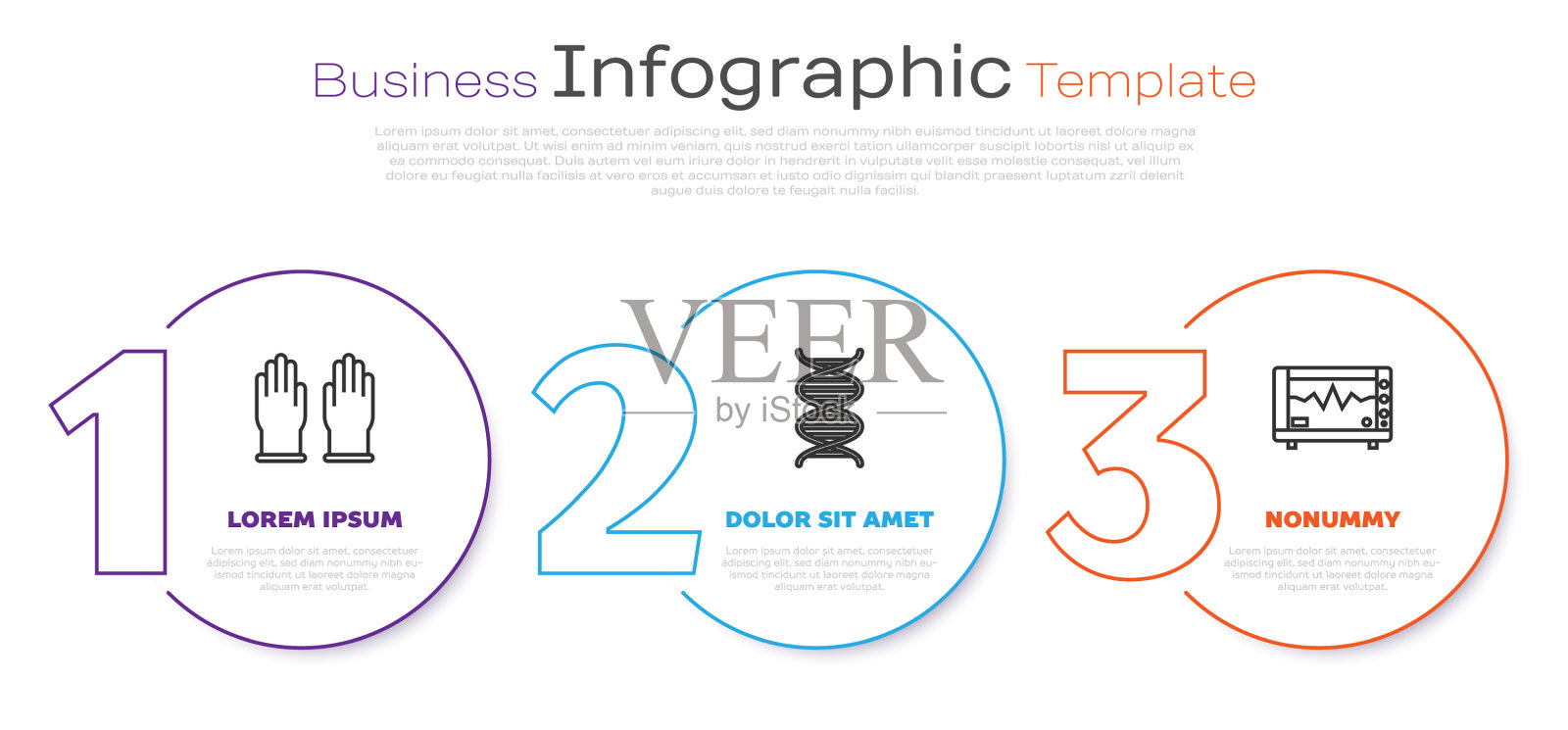设定线橡胶手套DNA符号和电脑插画图片素材