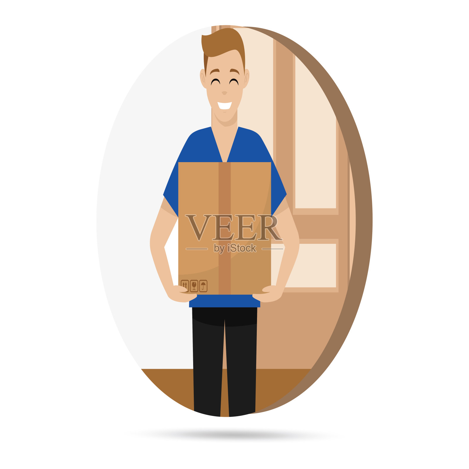 送包裹的人插画图片素材