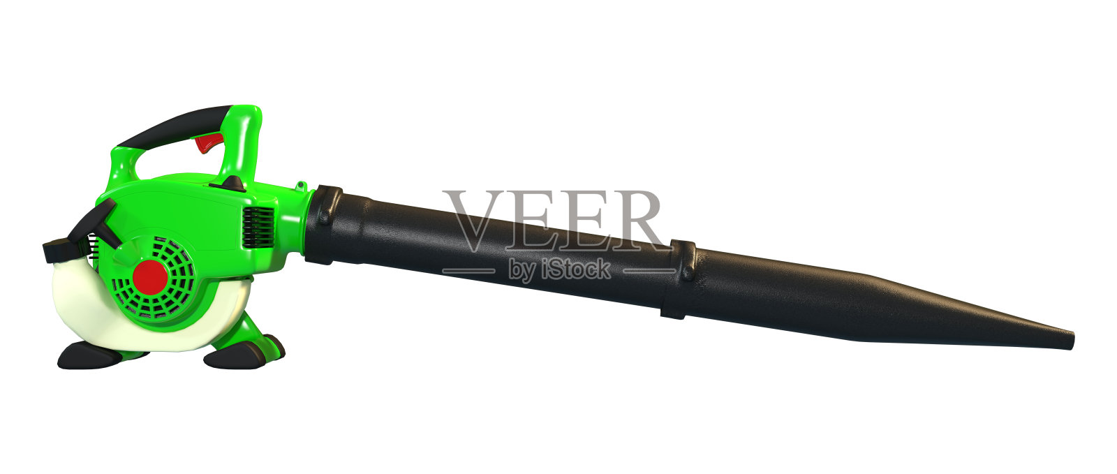 白色背景上的绿色吹风机3D图照片摄影图片