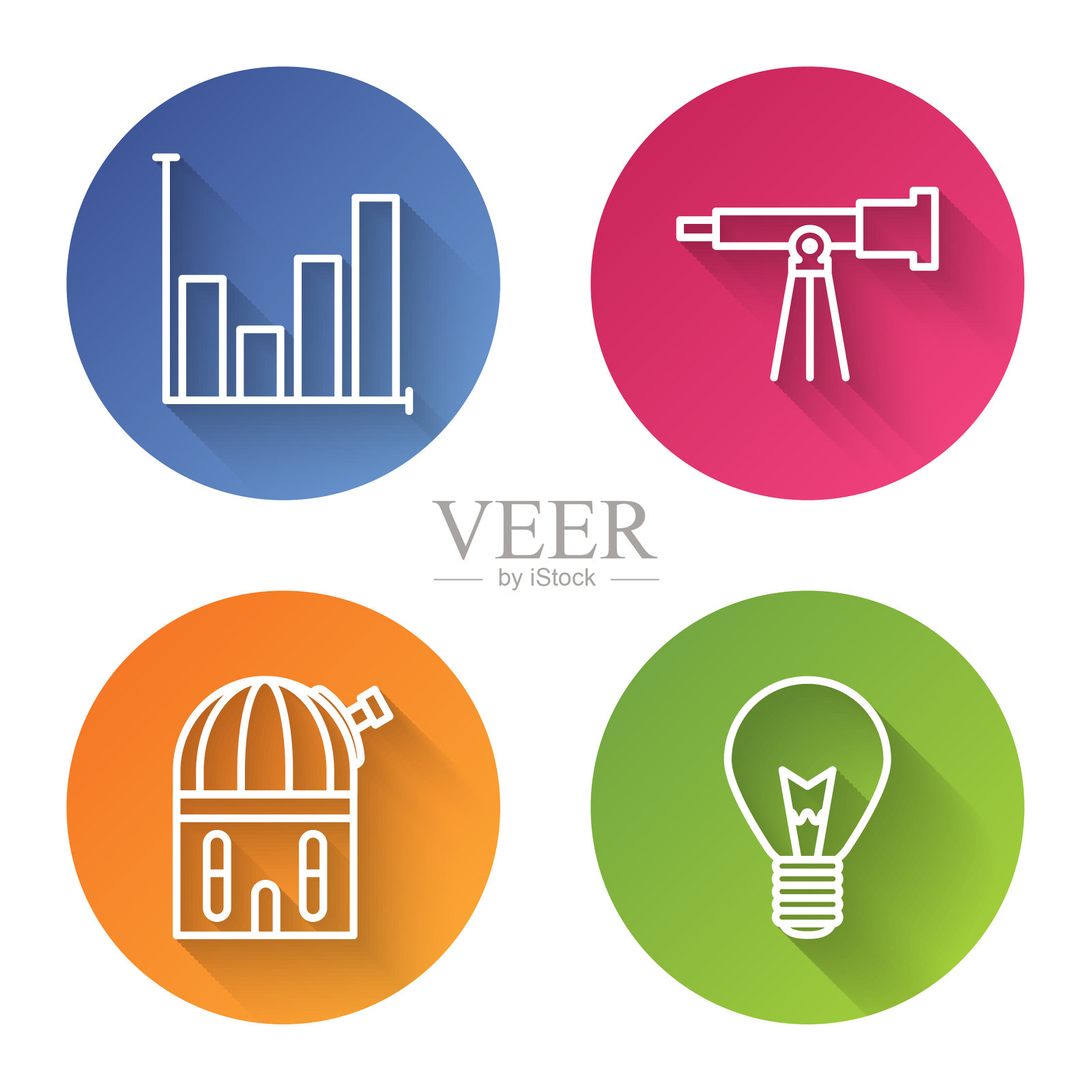 设置直线饼图信息望远镜图标素材