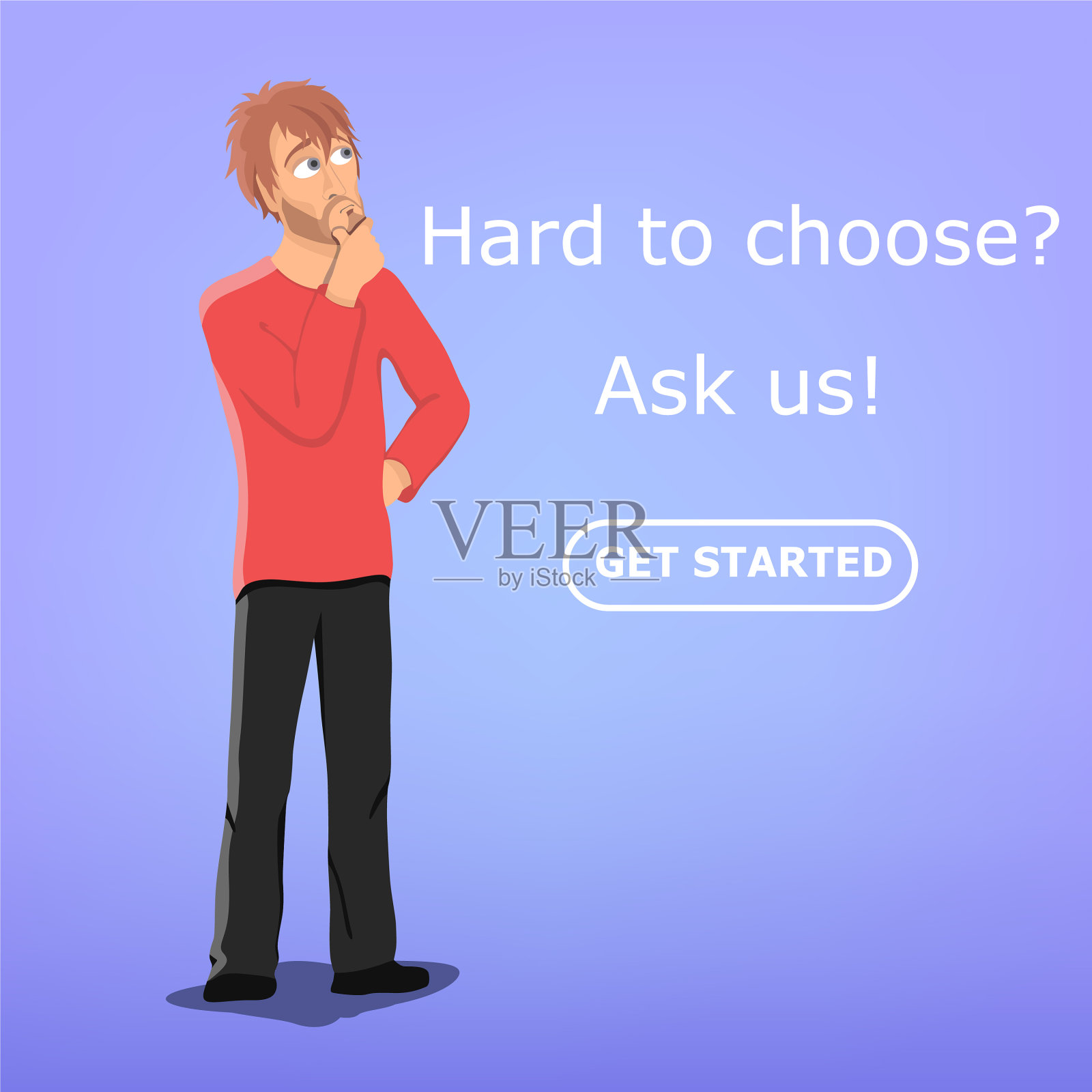 困惑的人无法下定决心或达成一个插画图片素材