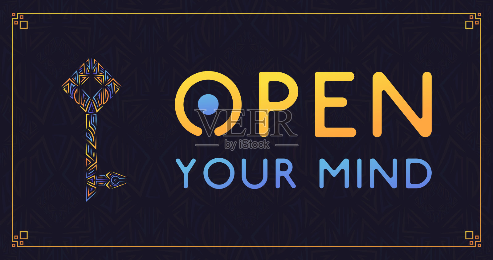 抽象线条艺术关键符号与复制空间的左边和右边的文本。插画图片素材