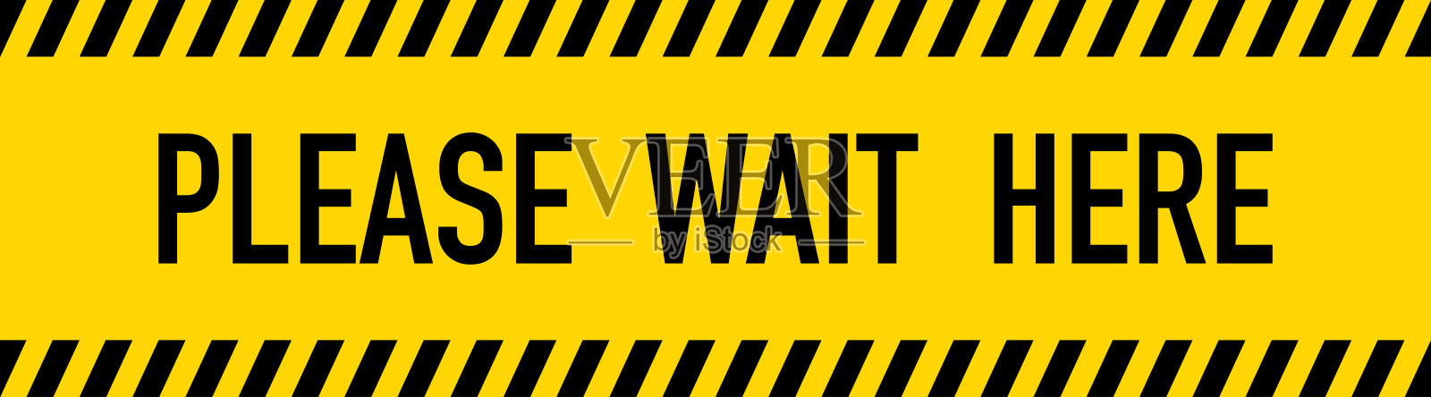 请在此等候黄色警告带插画图片素材