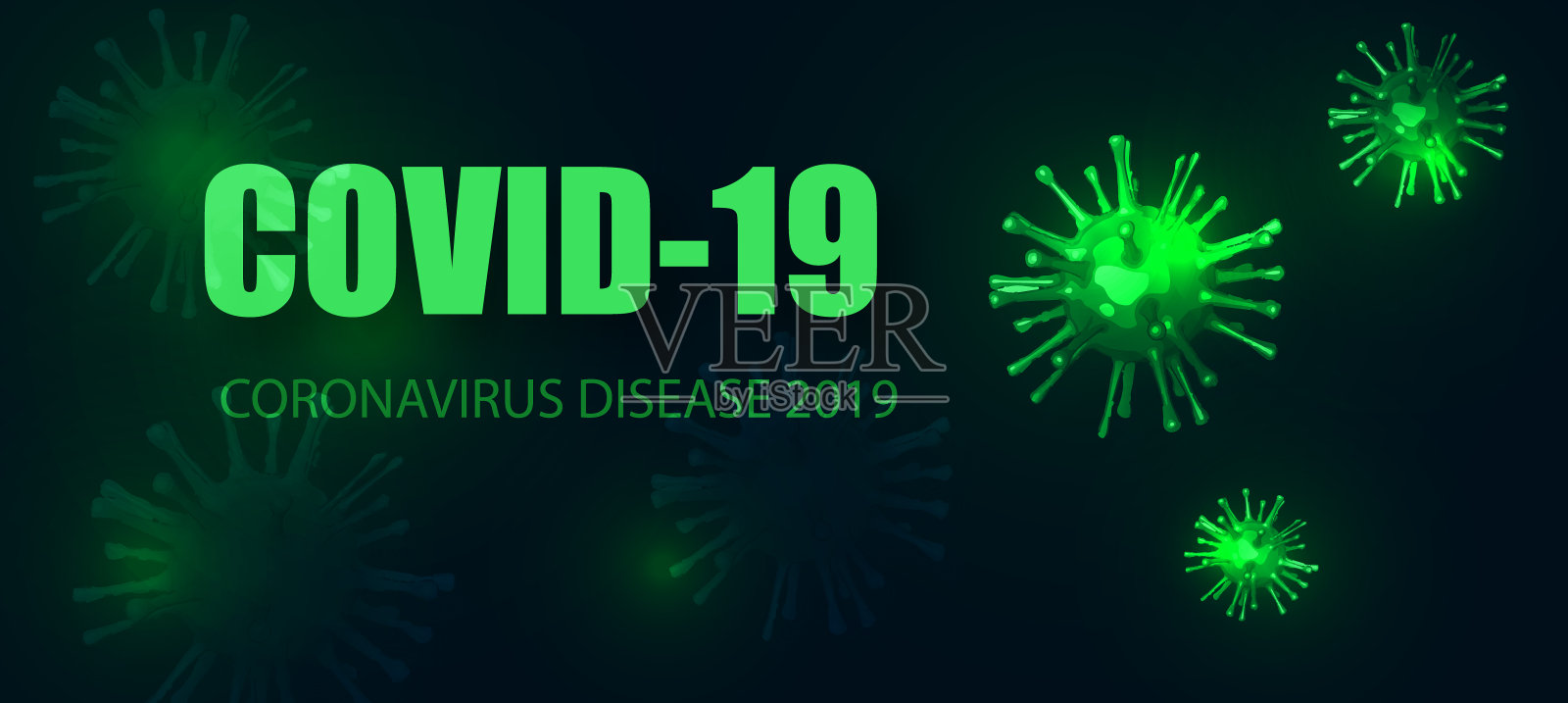 冠状病毒COVID-19。传染性病毒的显微镜观察。传染疾病的传染和传播电晕COVID-19。插画图片素材