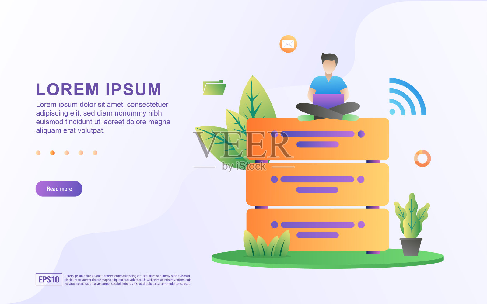 矢量插图的大存储和数据安全与磁盘图标。插画图片素材