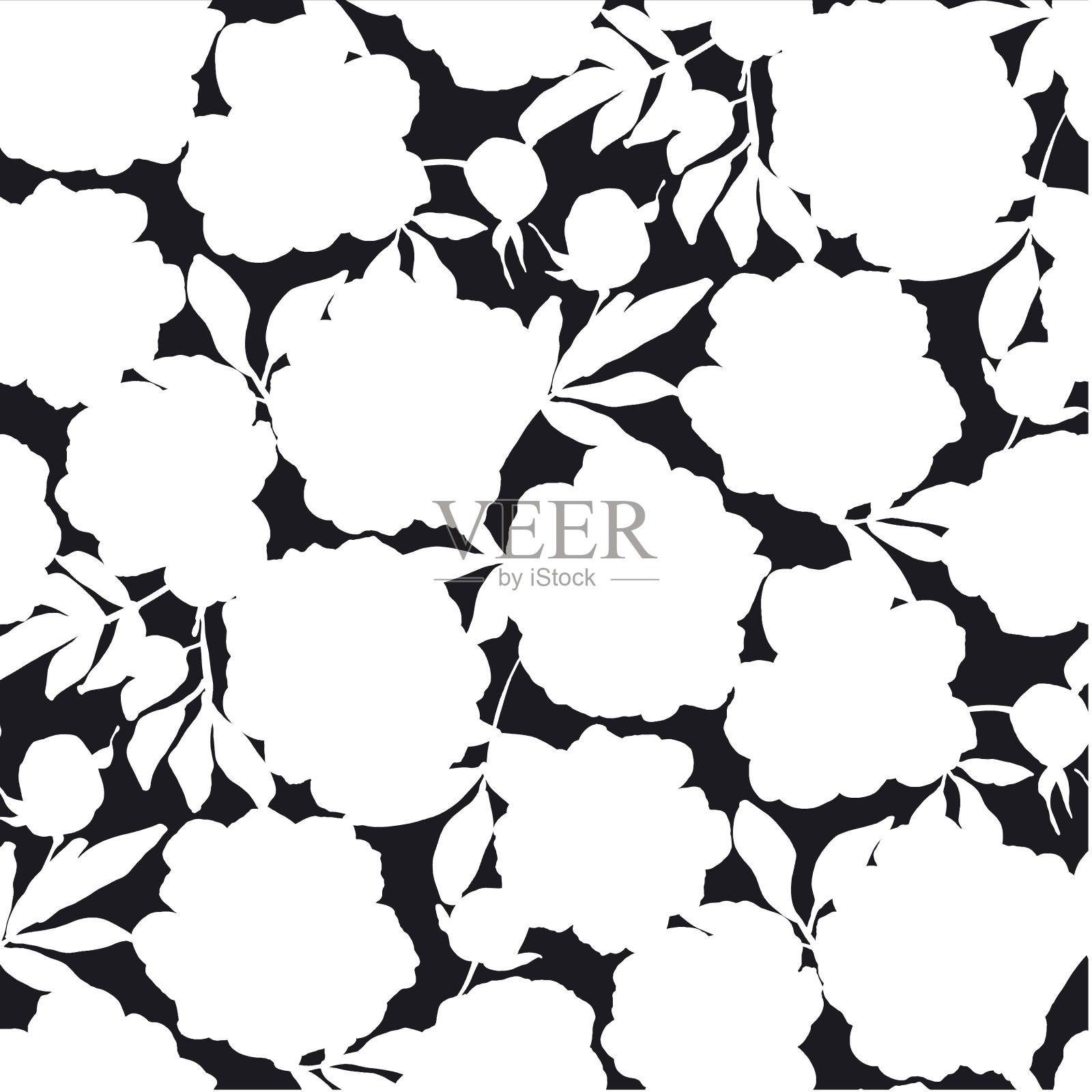 牡丹花朵简洁无缝图案插画图片素材