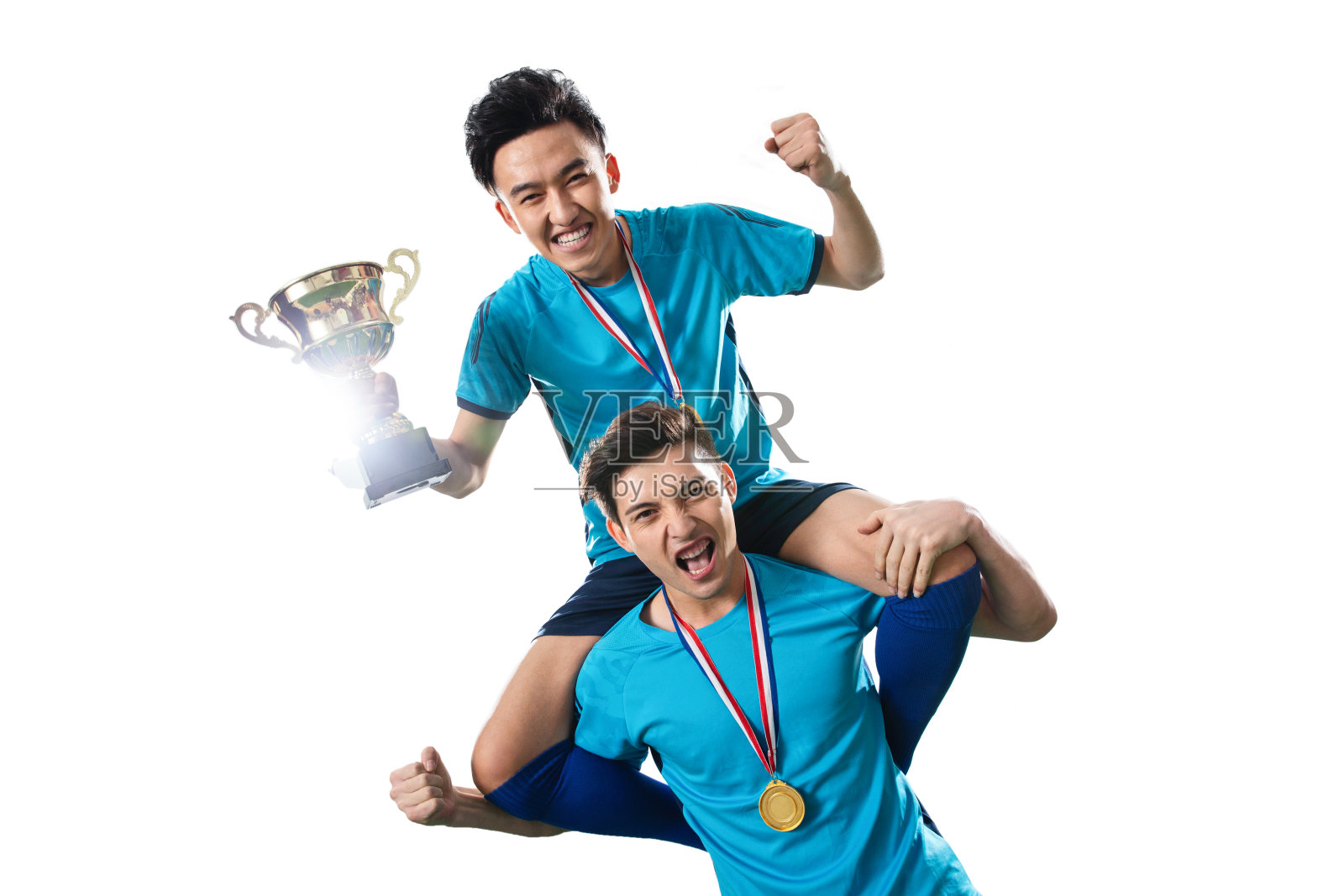 足球运动员欢呼获奖照片摄影图片