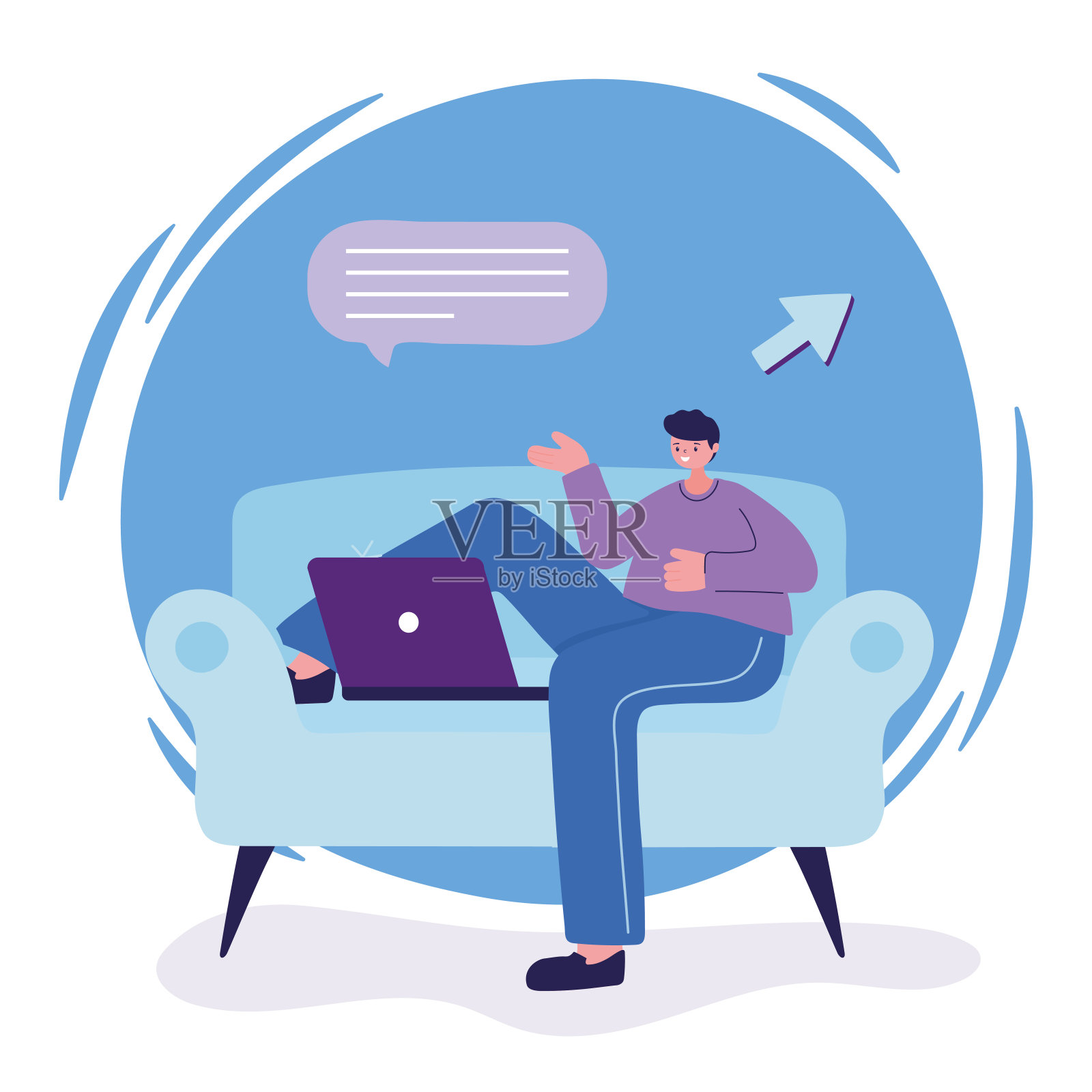 男人坐在椅子上聊天矢量设计（笔记本电脑）插画图片素材