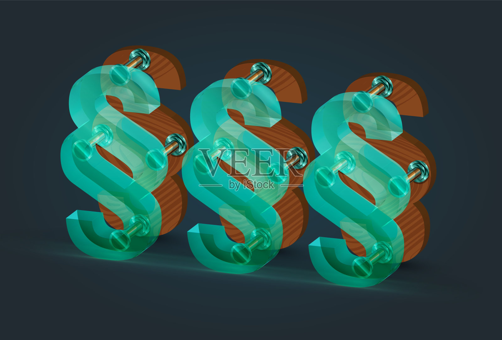 高细节的木材和玻璃段落字符，矢量插图插画图片素材