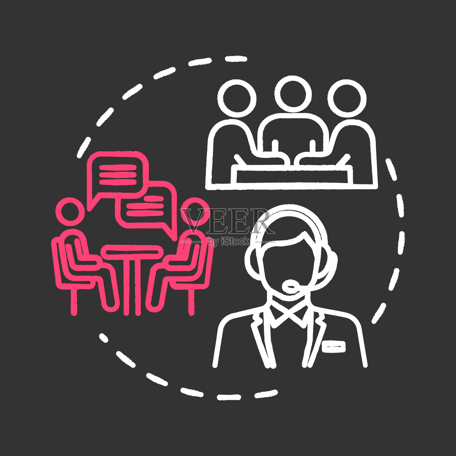 支持组粉笔RGB颜色粉笔RGB颜色概念图标。帮助团队。心理援助组织。治疗援助的想法。矢量孤立的黑板插图在黑色的背景插画图片素材