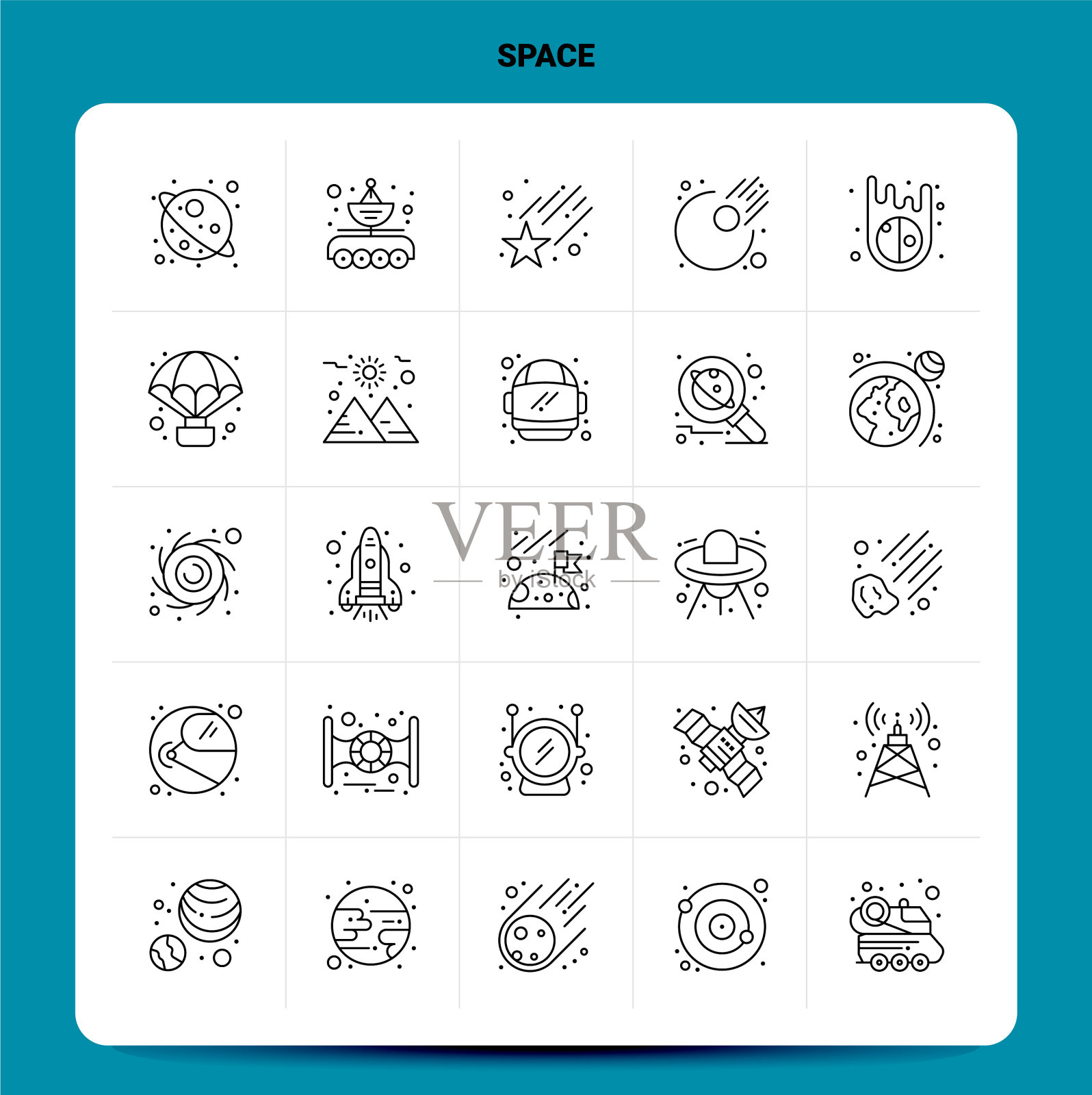 轮廓25空间图标设置线条风格设计黑色图标素材