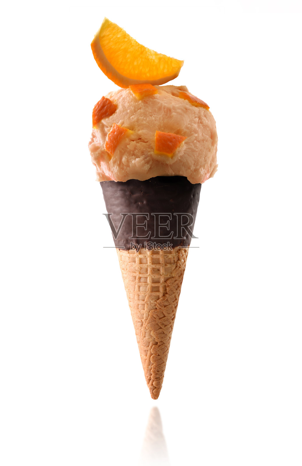 冰淇淋甜筒味橙孤立白照片摄影图片