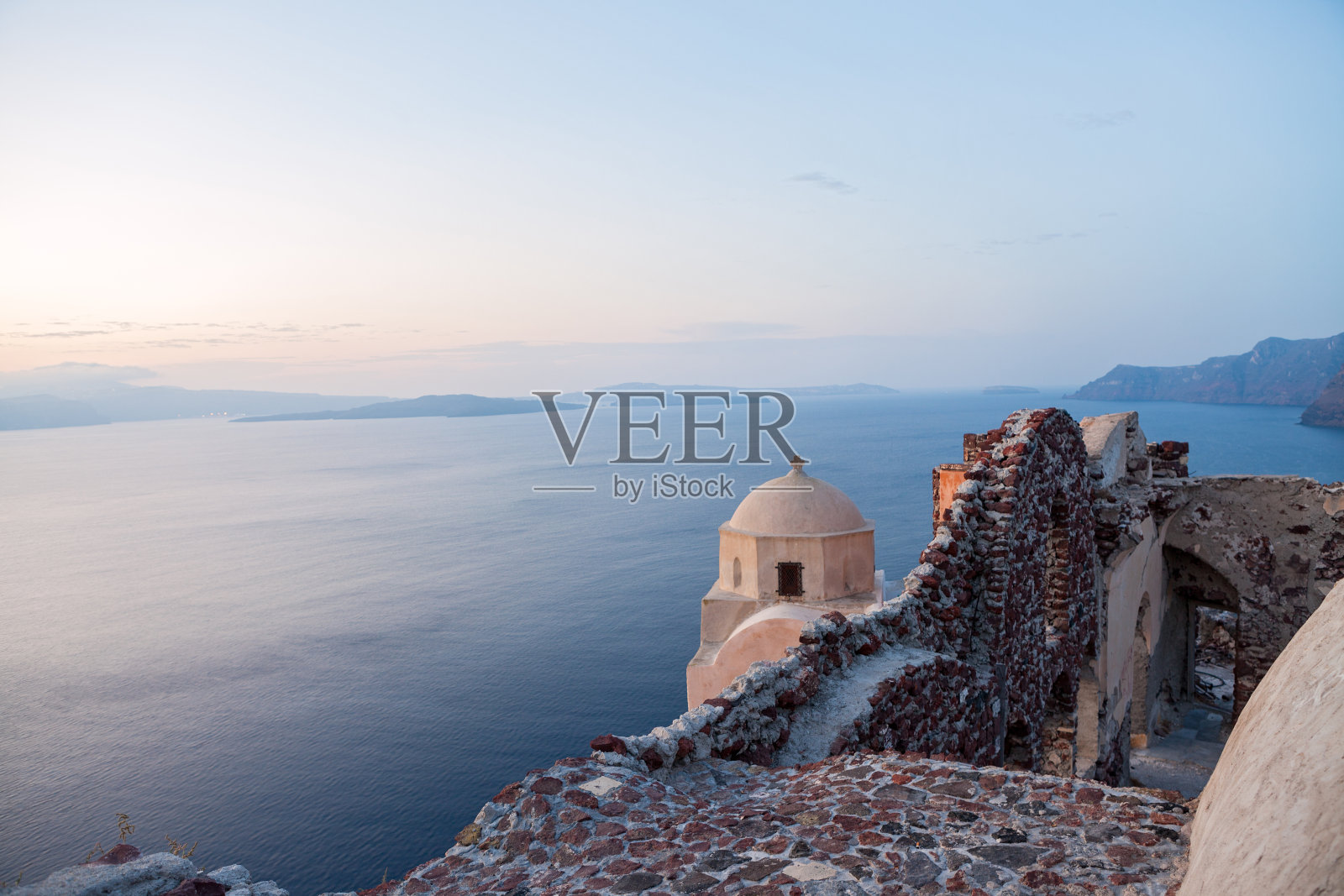 圣托里尼岛的日出照片摄影图片