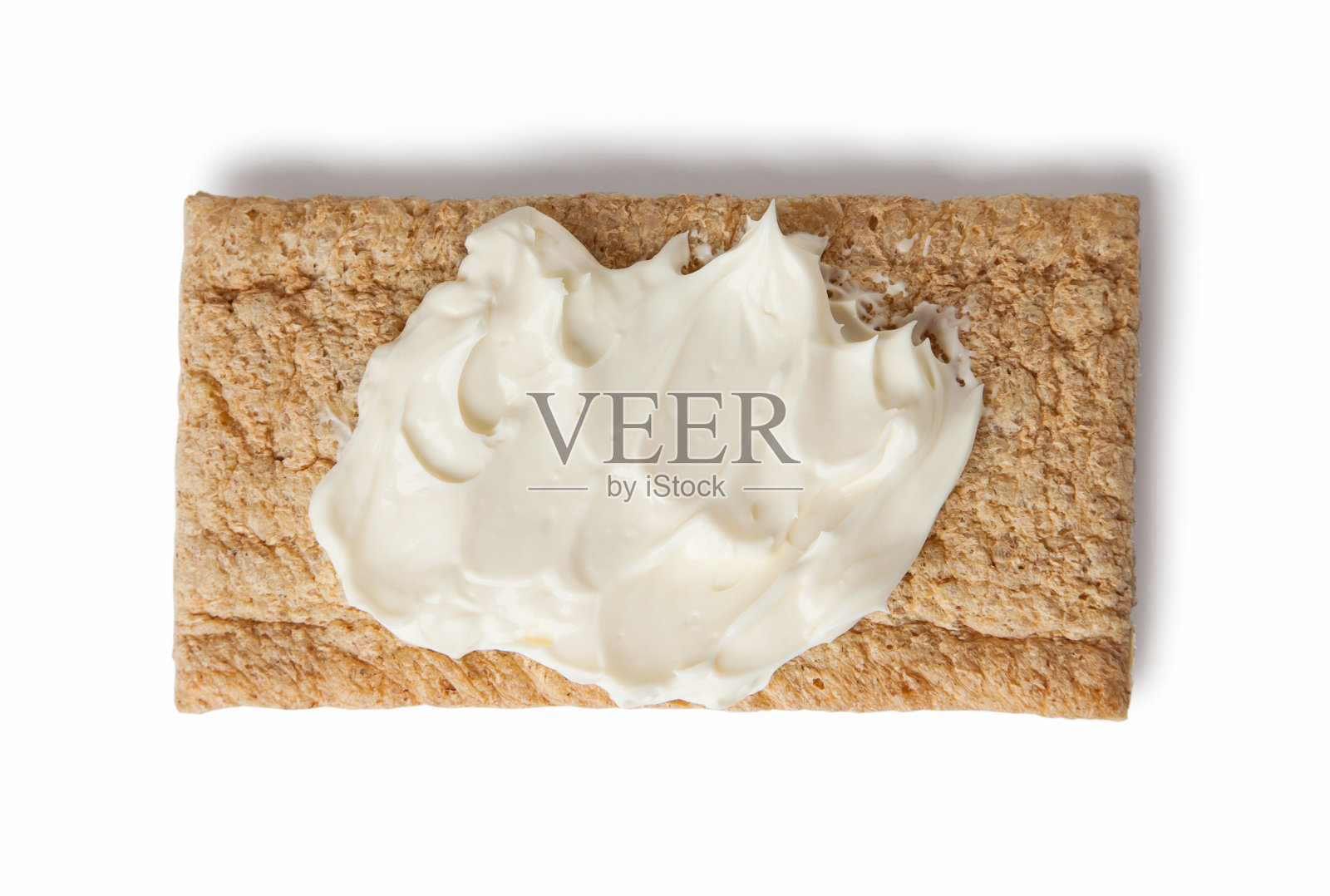 薯片与奶油芝士，孤立在白色背景，俯视图照片摄影图片