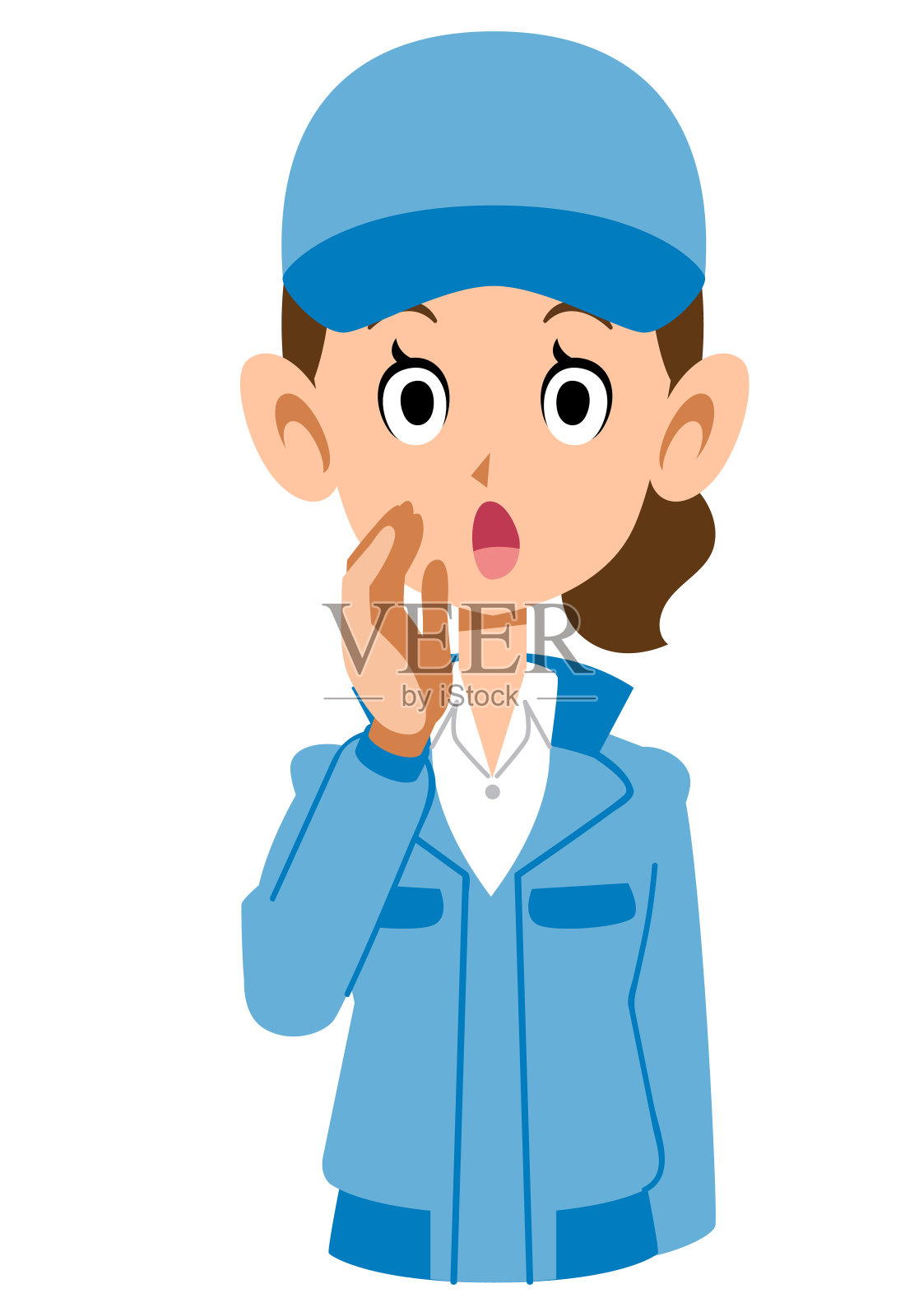 穿蓝色工作服的女人打来电话插画图片素材