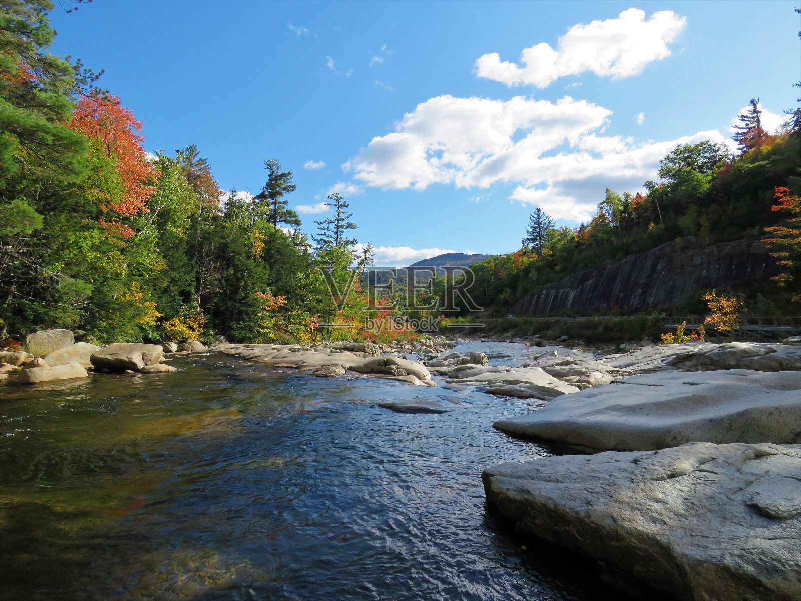 美国的秋天风景以河流为主照片摄影图片