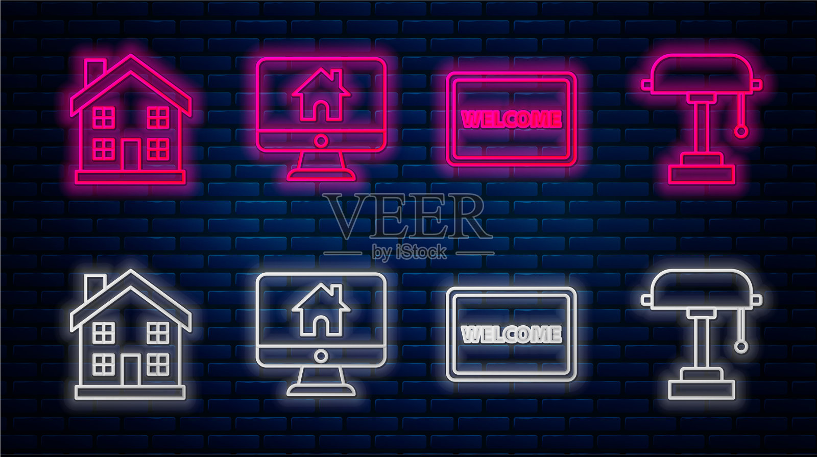 用智能家居门垫设置在线电脑显示器插画图片素材