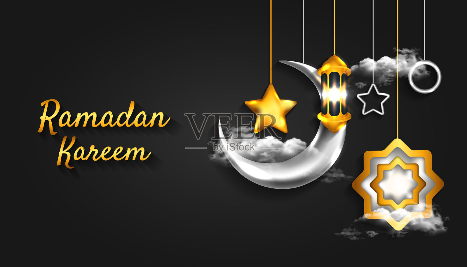 斋月kareem背景与3d现实插画图片素材