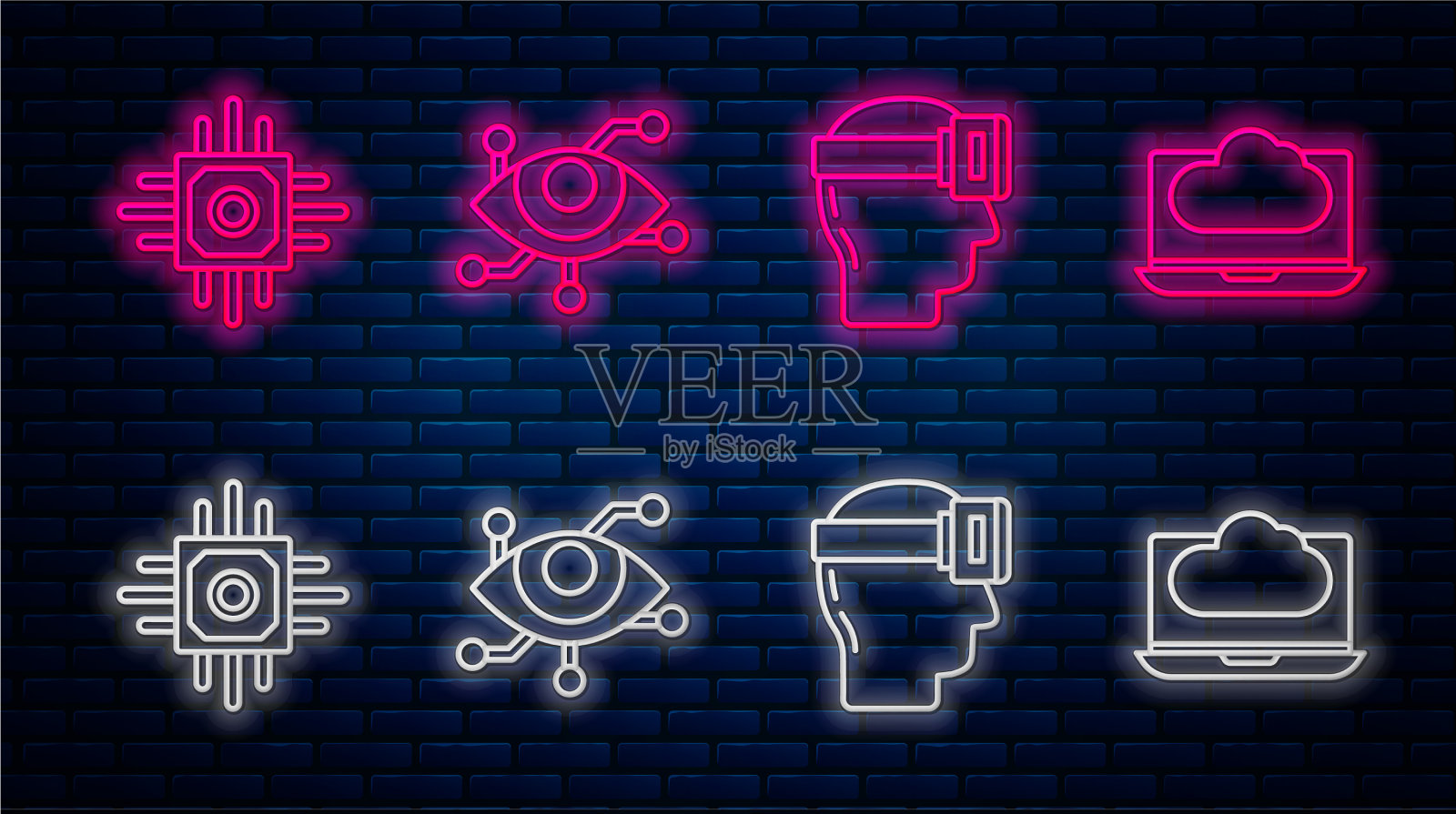 设置虚拟现实线虚拟现实眼镜图标素材