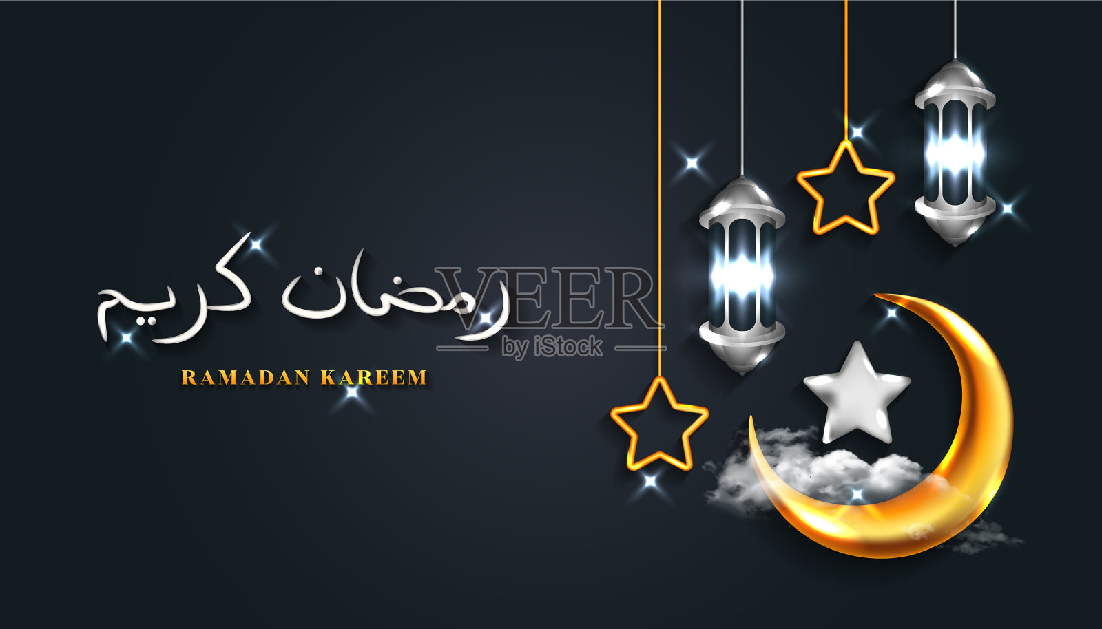 斋月kareem背景与3d现实插画图片素材