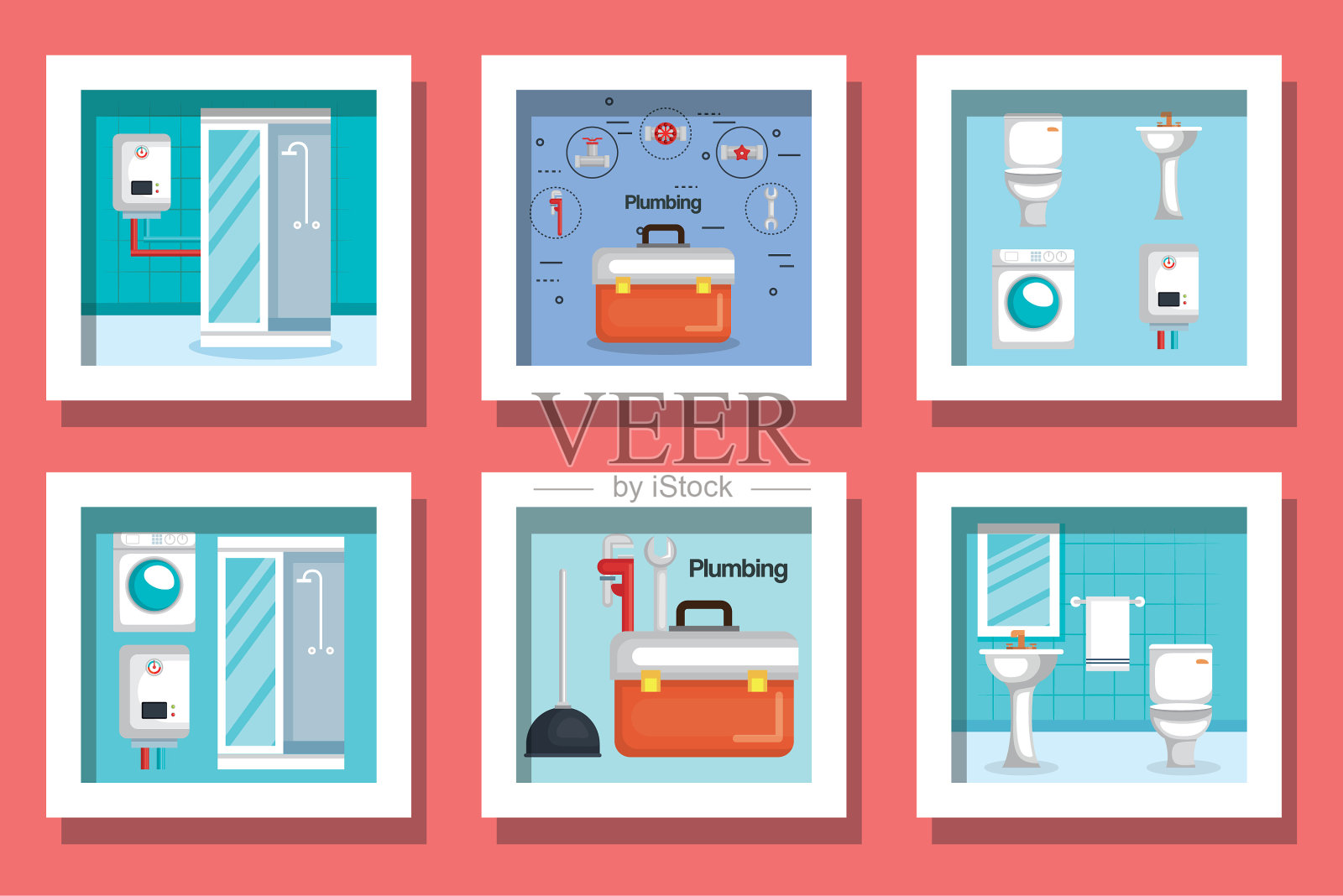 捆绑设计管道和图标插画图片素材