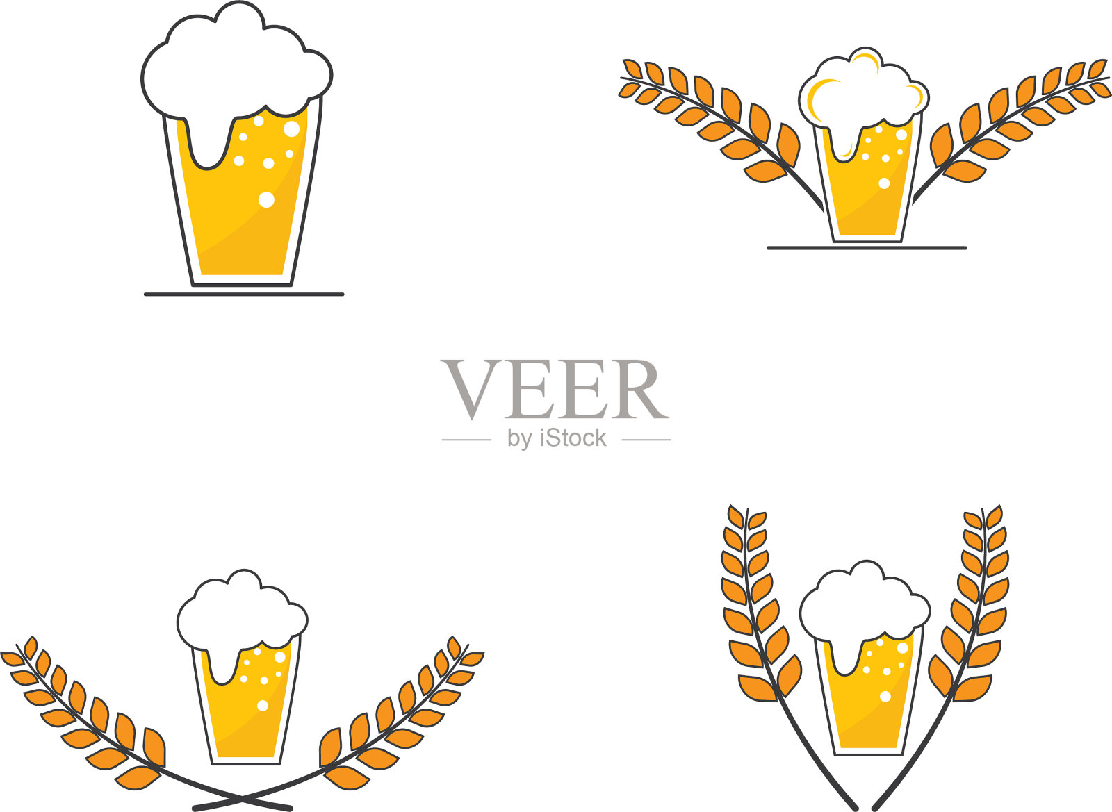 啤酒杯啤酒节标志插画图片素材