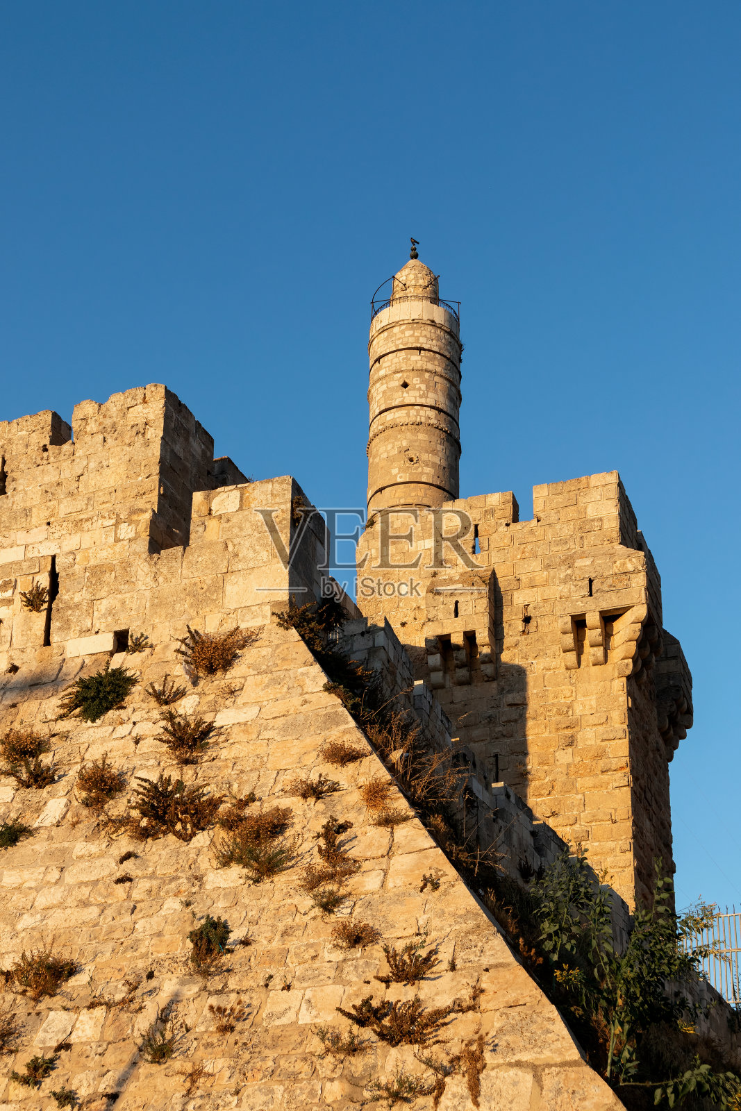 日落时分圣城耶路撒冷老城的耶路撒冷城堡照片摄影图片