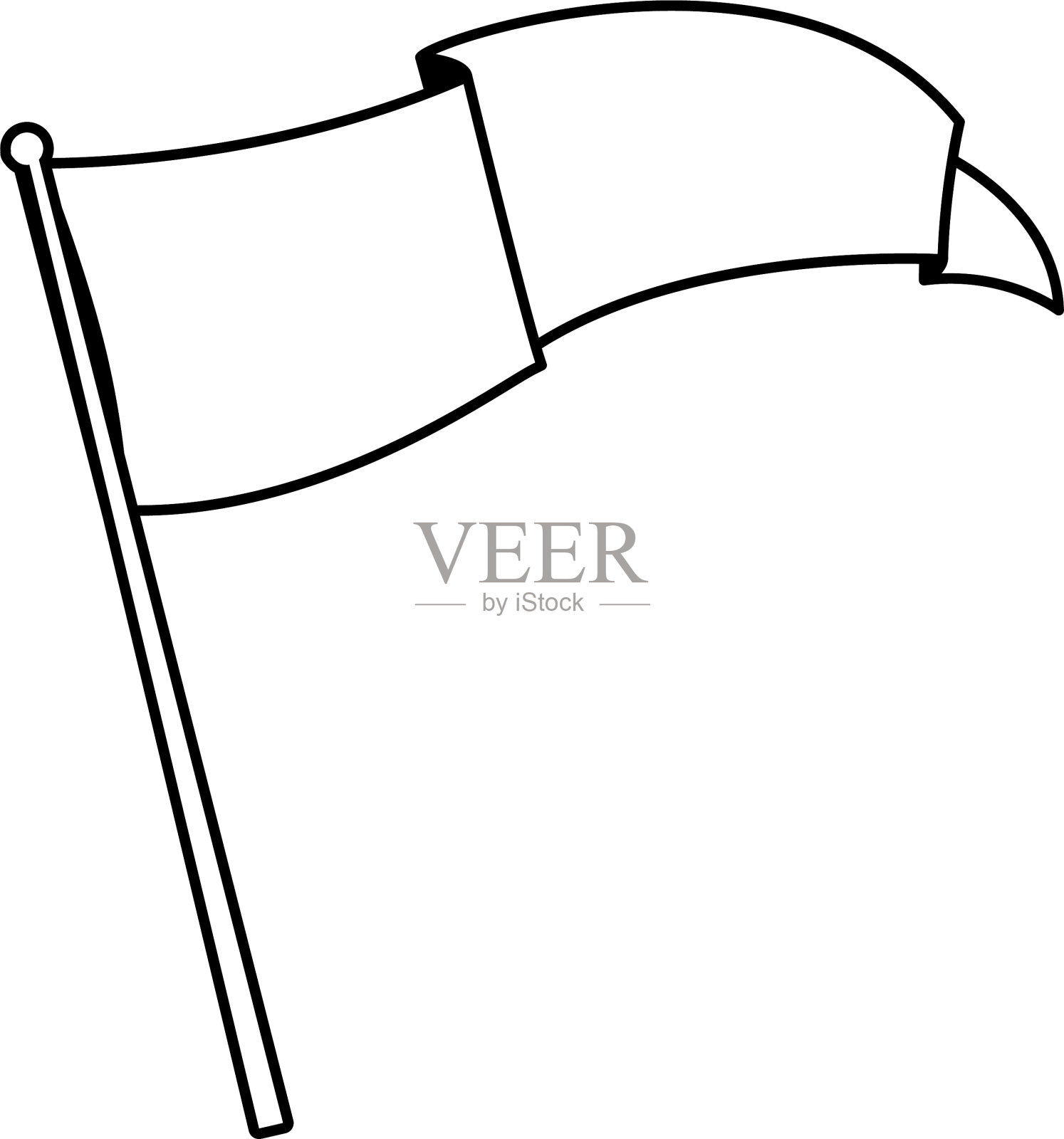 白色背景的旗子在一根棍子上飘扬设计元素图片