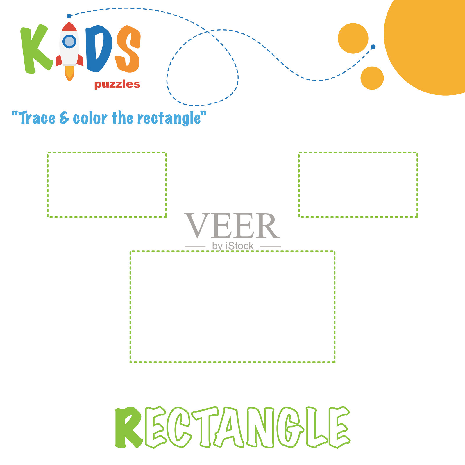 描摹颜色形状学前工作表插画图片素材