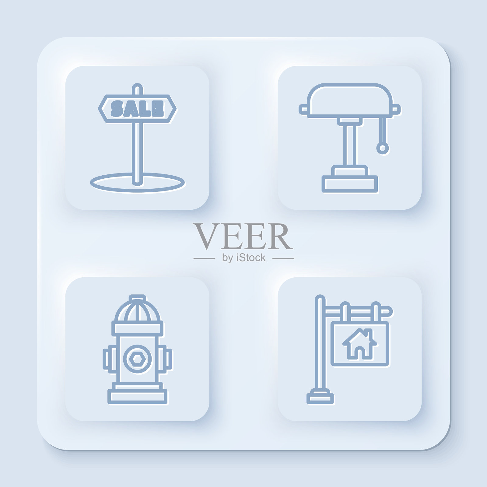 设行挂标与文字销售台灯图标素材