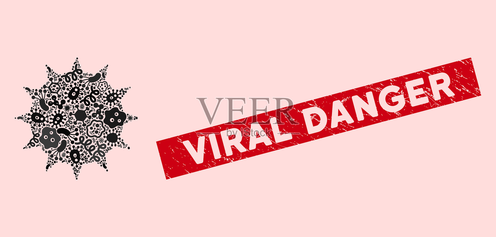 微生物用危重病毒拼贴细菌图标插画图片素材