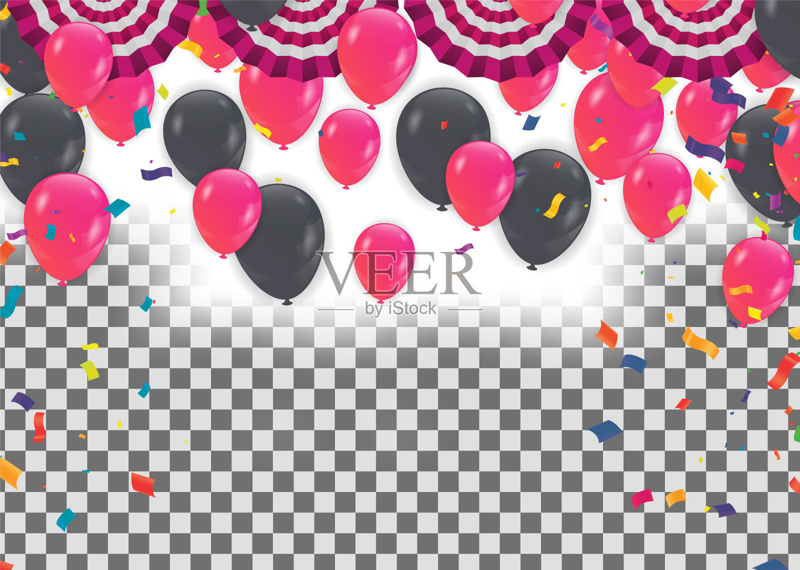 矢量插图的快乐情人节和生日横幅缎带和气球插画图片素材