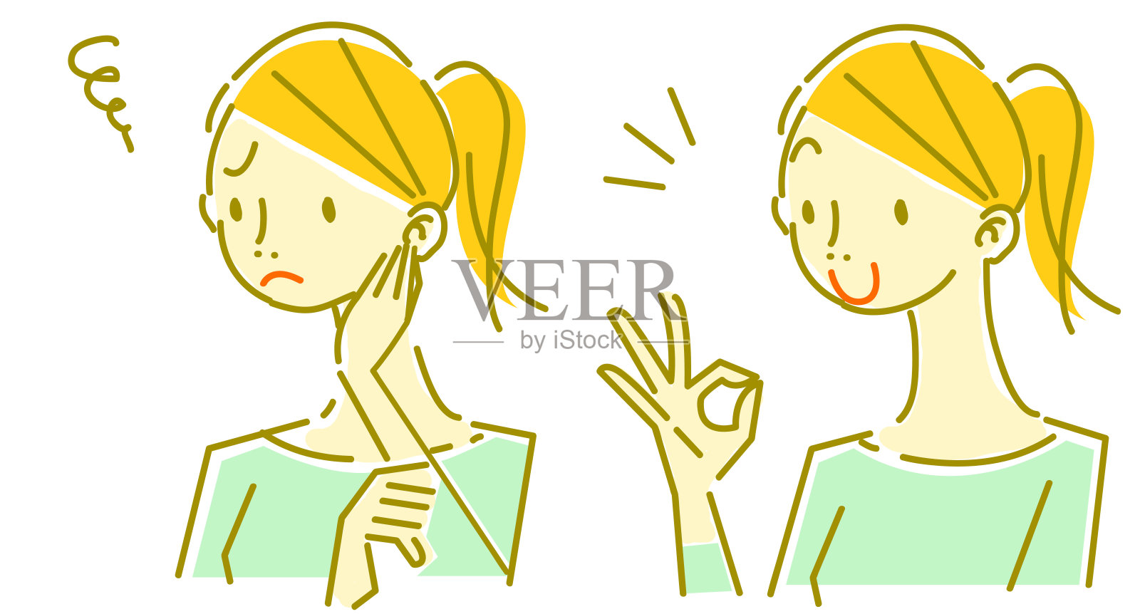 自然可爱的女人，表情插画图片素材