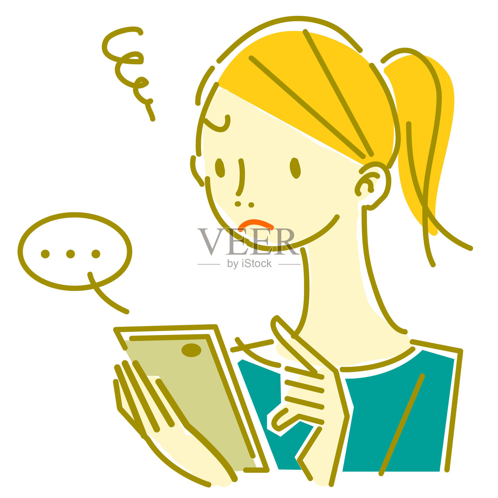 自然可爱的女人，表情插画图片素材