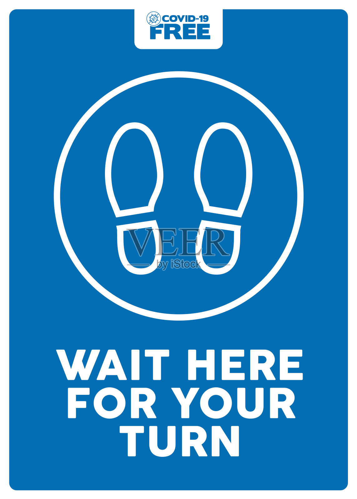 在这儿等着轮到你。2019冠状病毒病区海报。插画图片素材