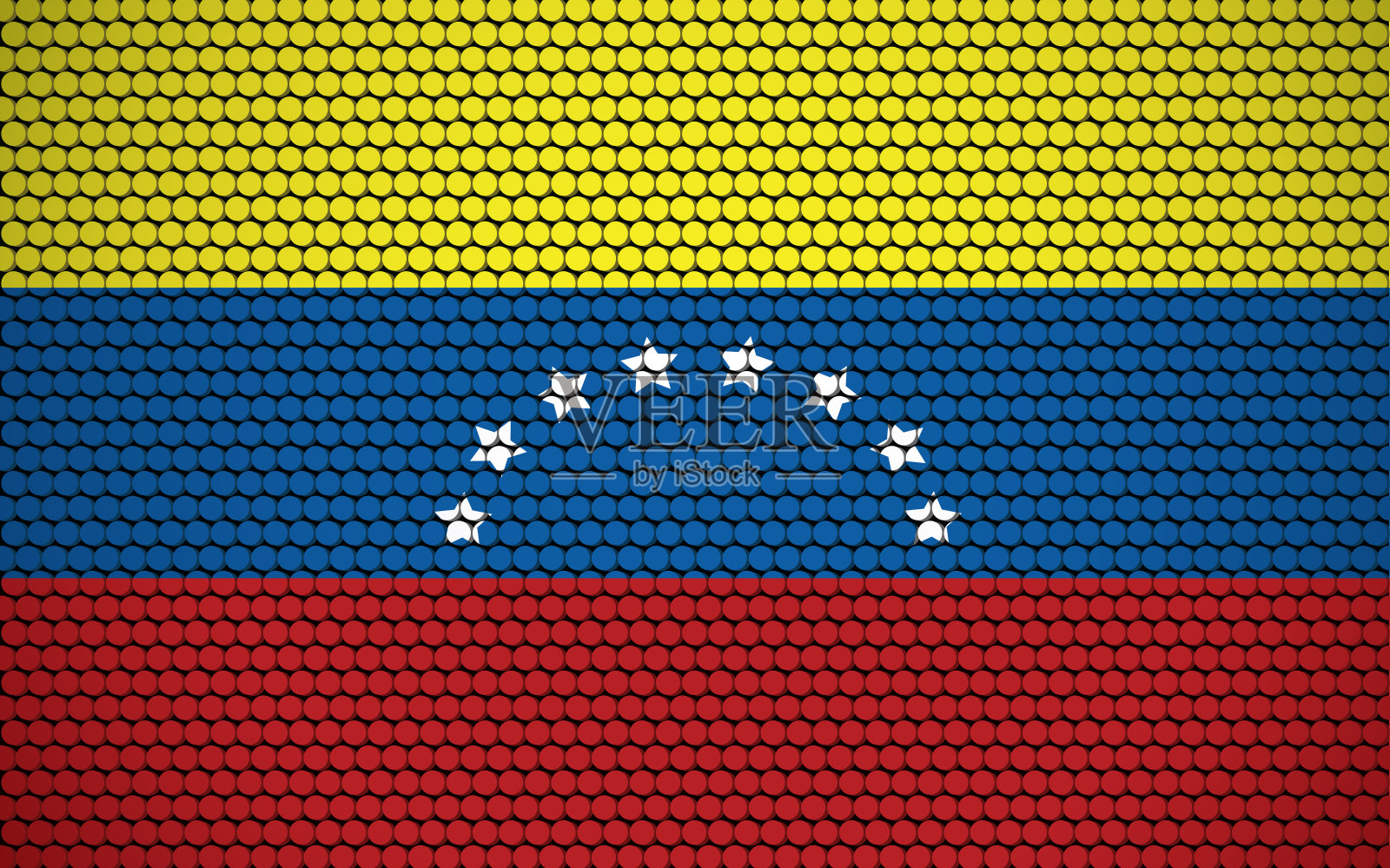 抽象的由圆圈组成的委内瑞拉国旗。委内瑞拉国旗用彩色圆点设计，赋予它现代和未来的抽象外观。插画图片素材