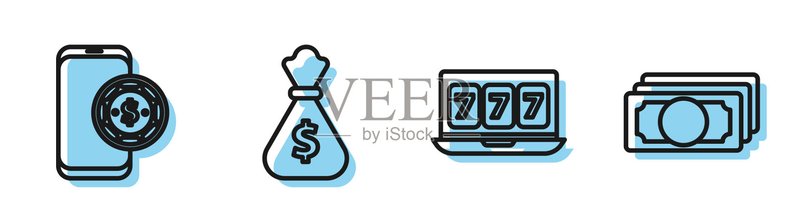 设置在线老虎机与幸运7插画图片素材