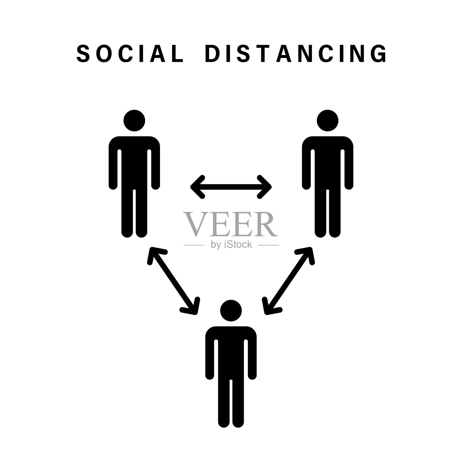 社会距离矢量插图上的白色背景。向量孤立的图标。社会距离。自我隔离标志或符号。插画图片素材