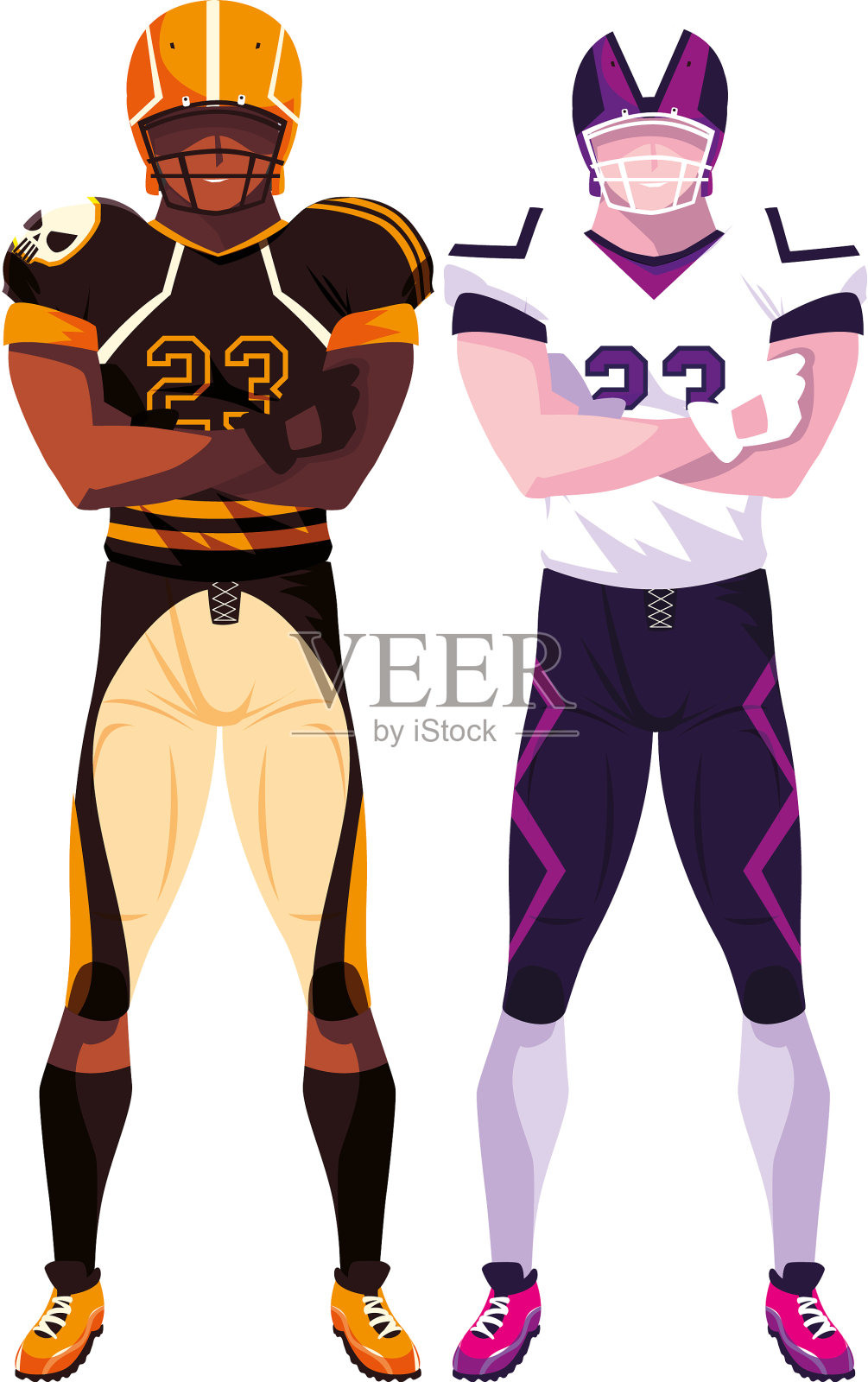 男子运动员美式足球在白色背景设计元素图片