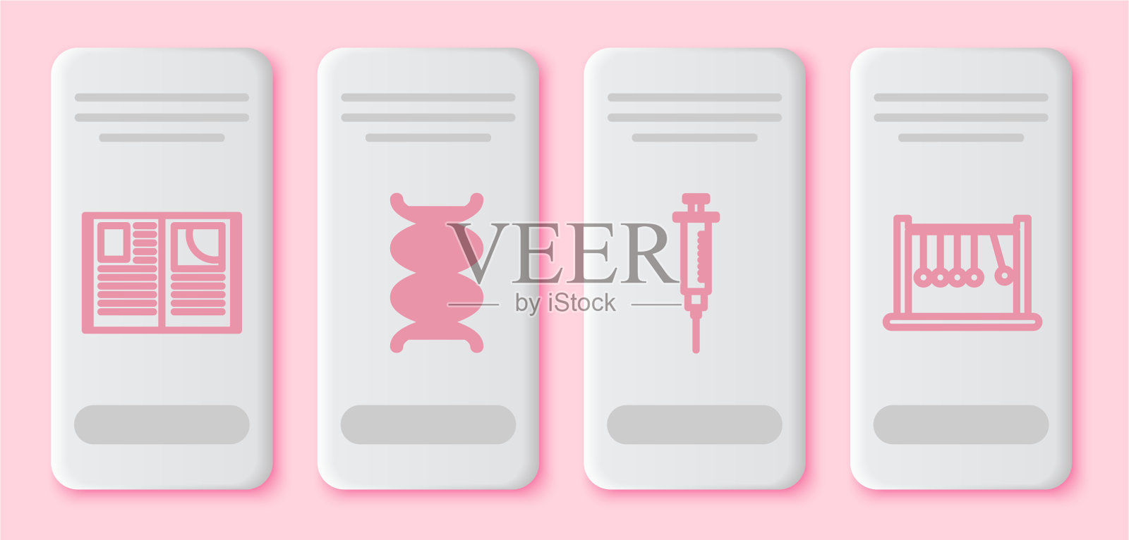 设置线打开书DNA符号注射器和插画图片素材