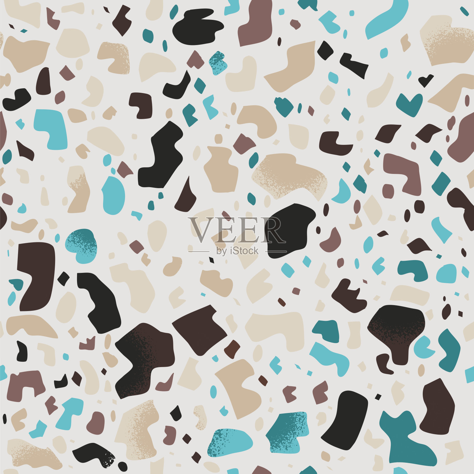 威尼斯风格的意大利式地板。水磨石地板矢量无缝图案。插画图片素材